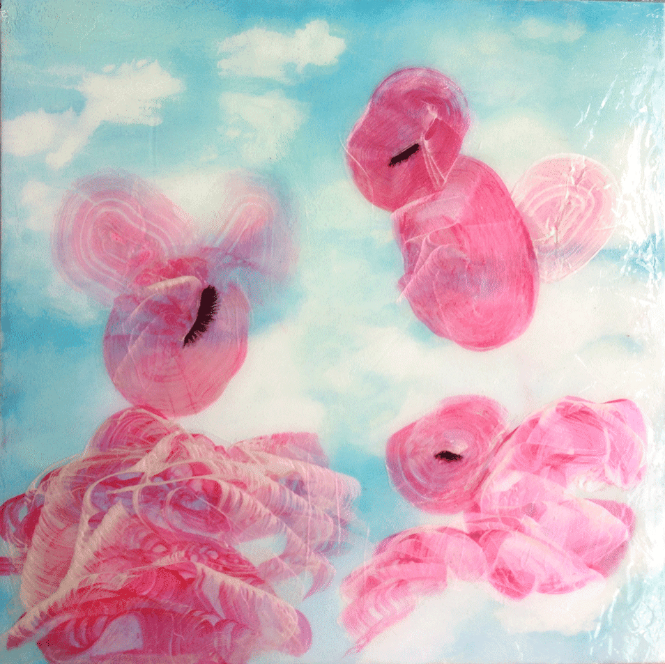 Cherry Blossoms, 2012, 12" x 12" watercolor, acrylic, ink on masonite