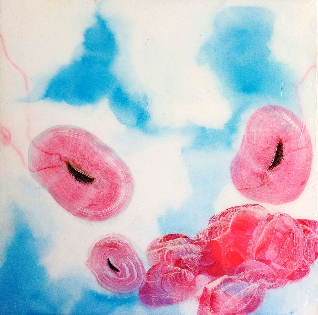 Floating, 2012, 12" x 12" watercolor, acrylic, ink on masonite